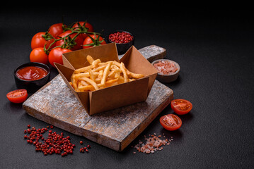 Delicious crispy golden fries with salt and spices