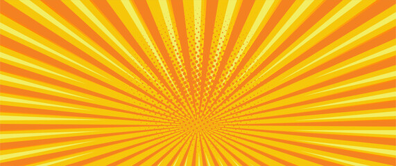 Vintage pop art yellow background. Banner vector illustration