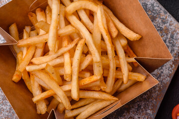 Delicious crispy golden fries with salt and spices