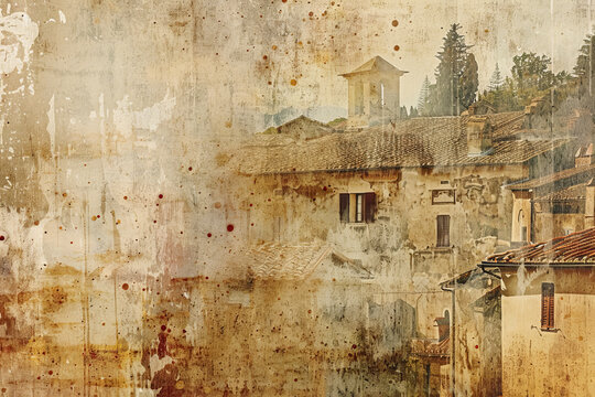 An abstract background that reflects the rustic charm of the Italian countryside. The image is a mix of earthy tones and textures