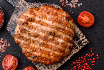 Delicious fresh grilled chicken fillet with spices and herbs - 766606486