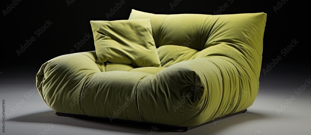 Aufkleber an image showing a detailed view of a chair in green color adorned with soft pillows on the seat