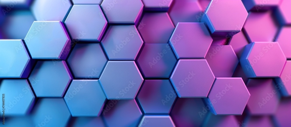 Poster a collection of hexagons in multiple vibrant colors creating an abstract geometric background.