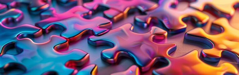 Close Up of a Colorful Puzzle Piece - obrazy, fototapety, plakaty