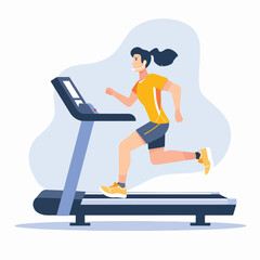 Athlete running on a treadmill concept flat vetor i