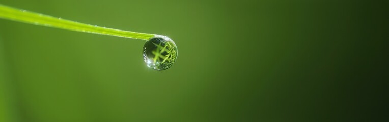 A Drop of Water on a Green Leaf