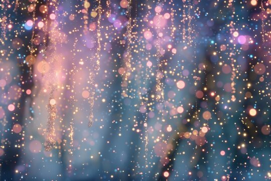 Fantasy’s Veil: Shimmering Magic Rain of Sparkling Particles.