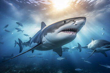 Fototapeta premium Shark at outdoors in wildlife. Animal