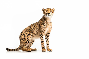 Cheetah over isolated white background. Animal