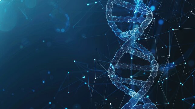 Futuristic abstract science medical DNA wireframe technology background. AI generated image