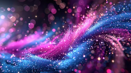 Fotobehang purple violet blue christmas particles and sprinkles for a holiday celebration like christmas or new year shiny lights. wallpaper background for ads or gifts wrap and web design © id512