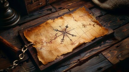 Treasure map with an X marking the spot - obrazy, fototapety, plakaty