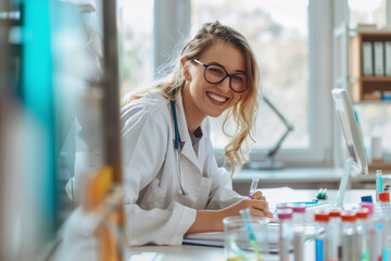 Smiling scientist working in a laboratory