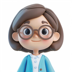 3d render icon of girl teacher cartoon plastic generated AI