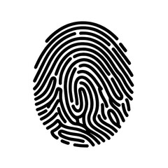 Fingerprint icon Black & white isolated on white background.