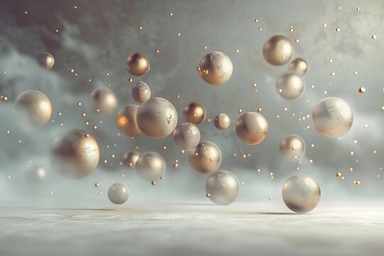 Abstract sphere cluster on textured background, 3D illustration, digital art