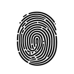 Fingerprint icon Black & white isolated on white background.