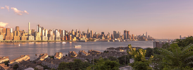 Midtown Manhattan skyline on the Hudson River in New York, New York, USA.