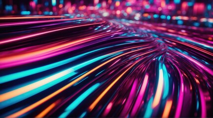 Abstract background with colorful lights and lines. Generative AI.