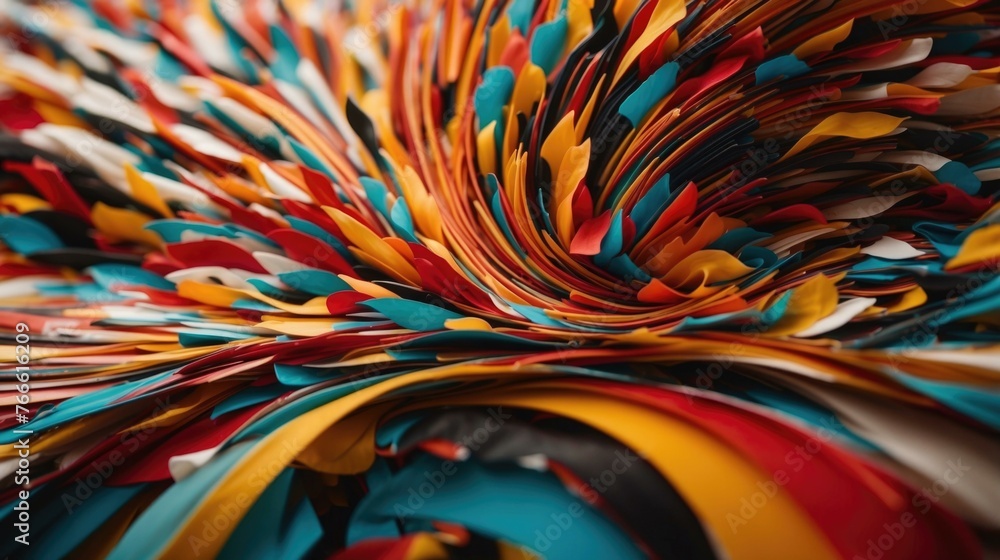Poster a close up of a pile of colorful ribbon that is twisted. generative ai.