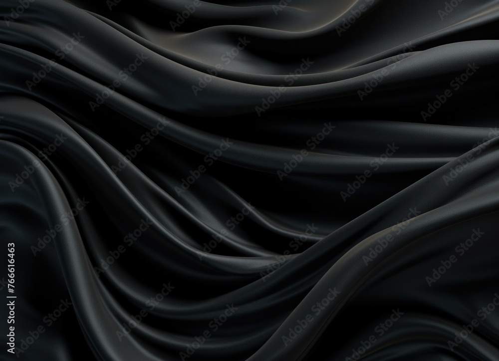 Poster a close up of a black fabric with some folds. generative ai.