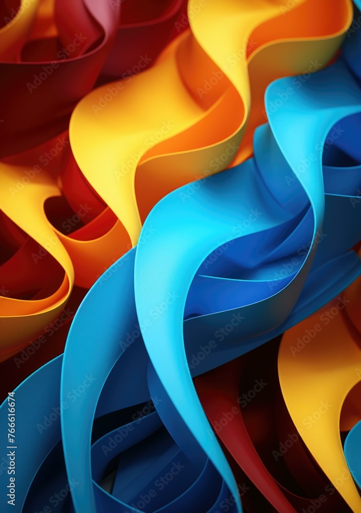 Poster a close up of a pile of colorful ribbon that is folded. generative ai.