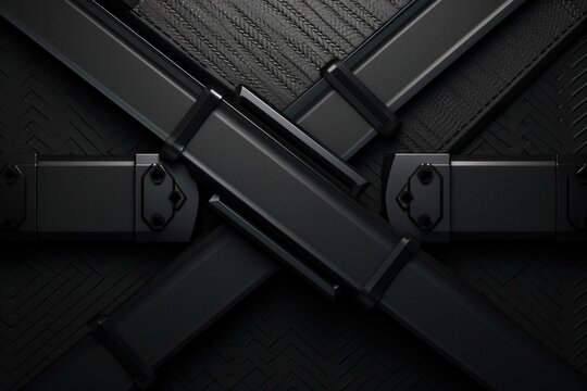 A close up of a black background with some metal pieces. Generative AI.
