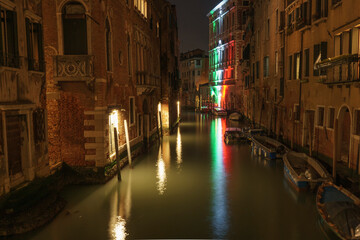 Night view of canal in Venice