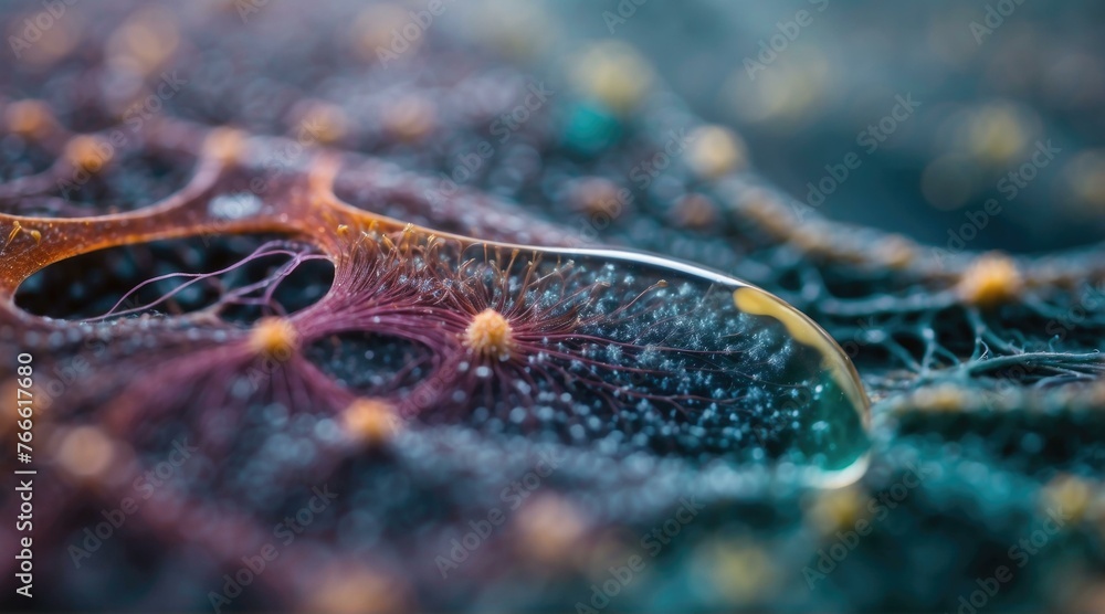 Aufkleber a close up of a drop on the surface of an object. generative ai.