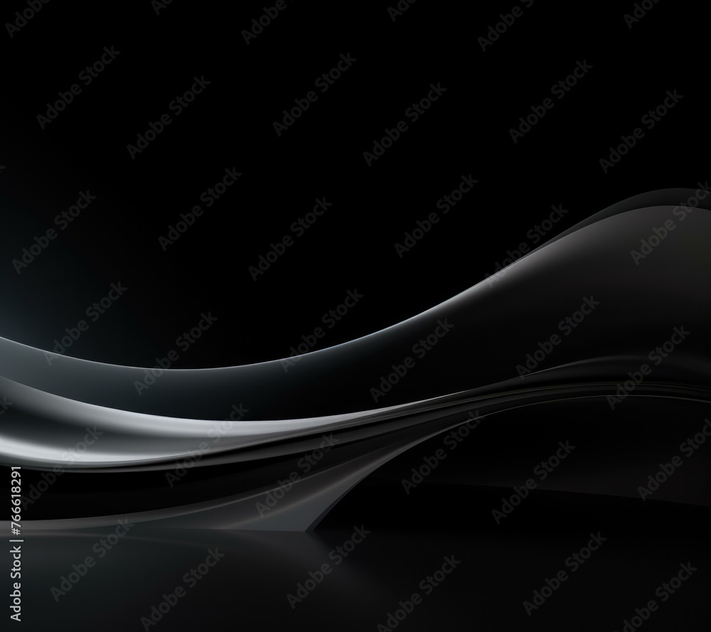 Poster a black and white photo of a curved object in the dark. generative ai.