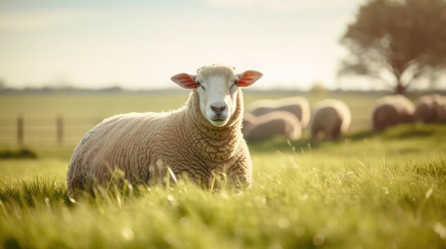 sheep in the field. Generative AI