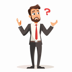 Businessman asking for help flat vector illustratio