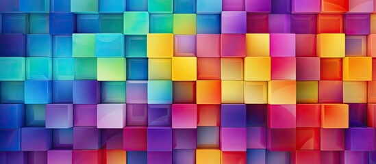 An abstract background filled with a variety of colorful squares and rectangles arranged in a pattern