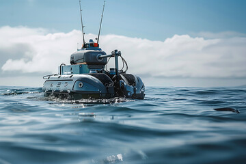 Ocean Survey Robot on Water Surface, Robotic Maritime Exploration - obrazy, fototapety, plakaty