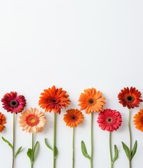 greeting card template.  bright gerberas on a white background.