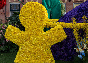  Silhouette of man made of tulips  presented  in Noordwijkerhout