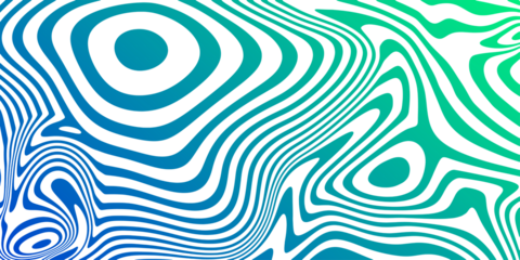 Psychedelic vortex pattern on  transparent background. Blue-green background in the style of the 60s, 70s for web design, covers, presentations