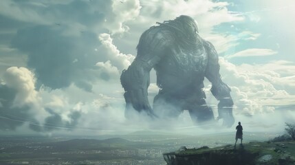 Giant monsters in fairy tales and games and films AI generated image - obrazy, fototapety, plakaty