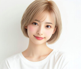 白いTシャツの美少女
