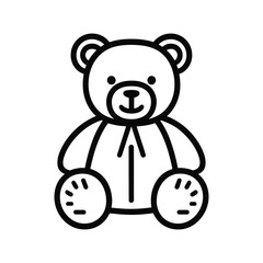 Teddy bear plush toy line art vector icon for apps and websites