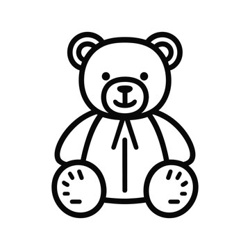 recommend clip art: Teddy bear plush toy line art vector icon for apps and websites