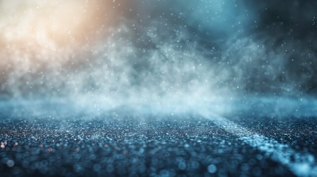 Illustration smoky blurry asphalt with night mist light background. AI generated image