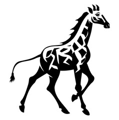 Running giraffe, black vector isolated against white background 