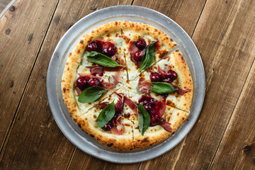 Appetizing Italian pizza, food photography, mockup, restaurant food presentation.