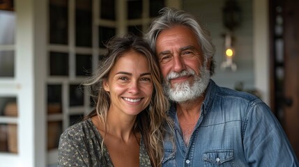 Attractive woman and older man posing together