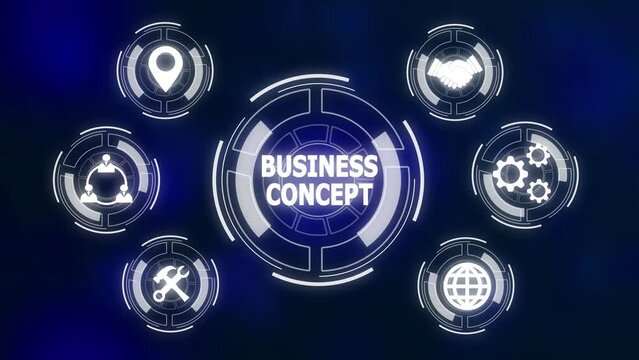 Shows the inscription: BUSINESS CONCEPT. tech with business concept animation.
