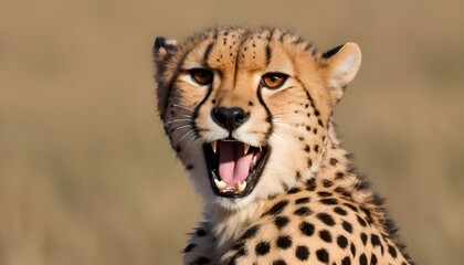 A Cheetah With Its Fur Bristling Agitated