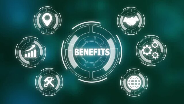 Technology benefits icon animation. Business concept. Employee benefits help to get the best human resources.