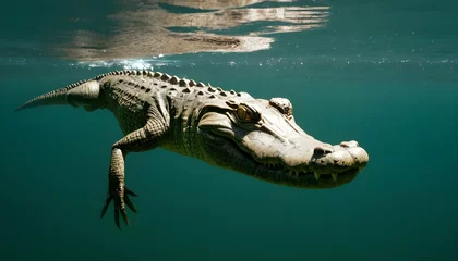 Poster A Crocodile Swimming Stealthily Just Beneath The S © Khalid