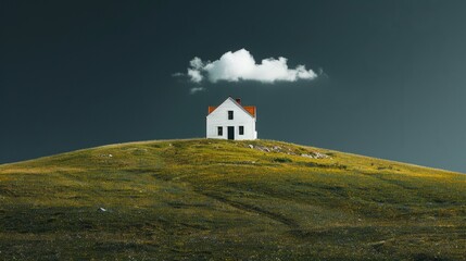 Fototapeta premium The hill houses under the clouds